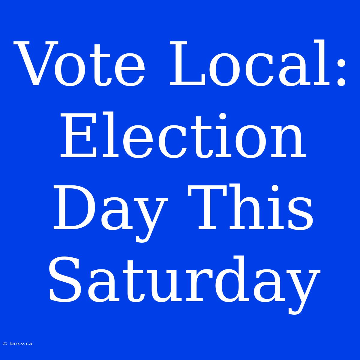 Vote Local: Election Day This Saturday