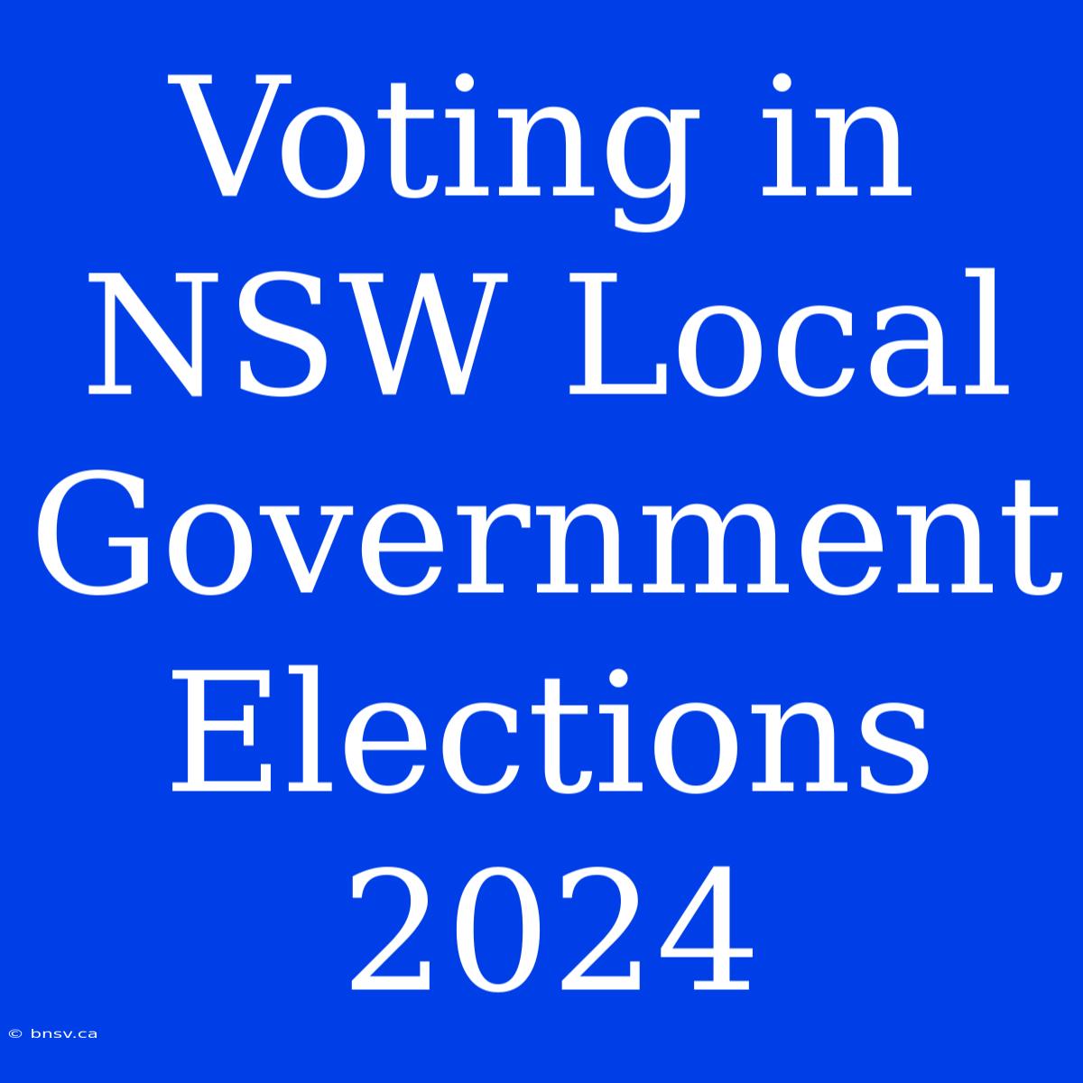 Voting In NSW Local Government Elections 2024