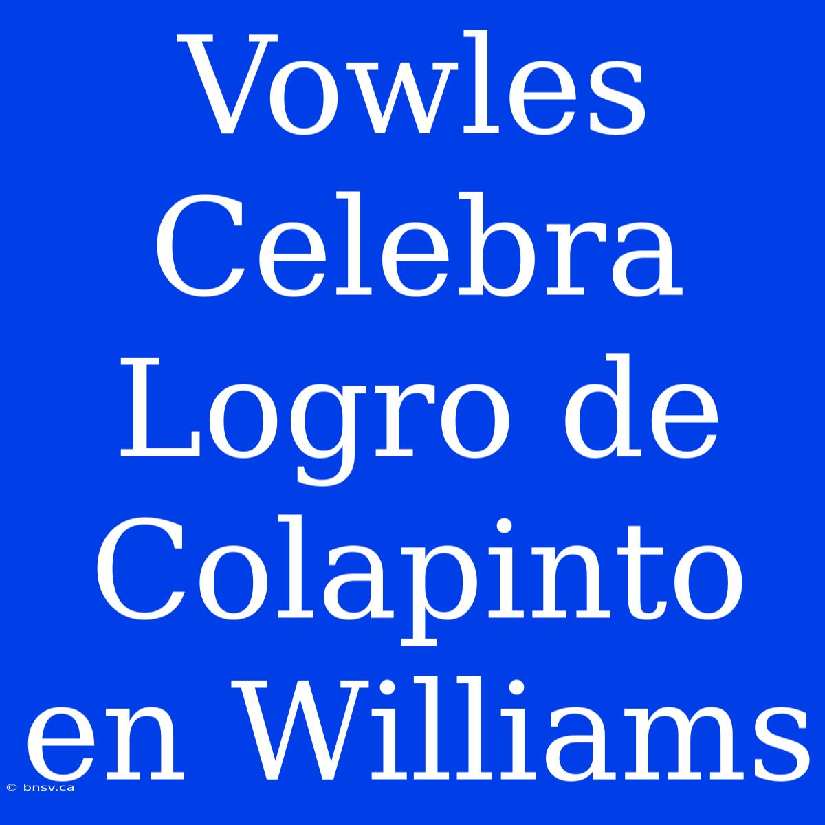 Vowles Celebra Logro De Colapinto En Williams