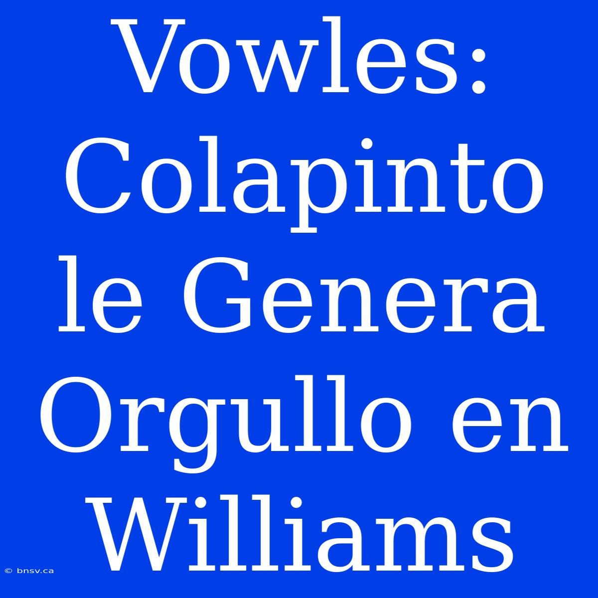 Vowles: Colapinto Le Genera Orgullo En Williams