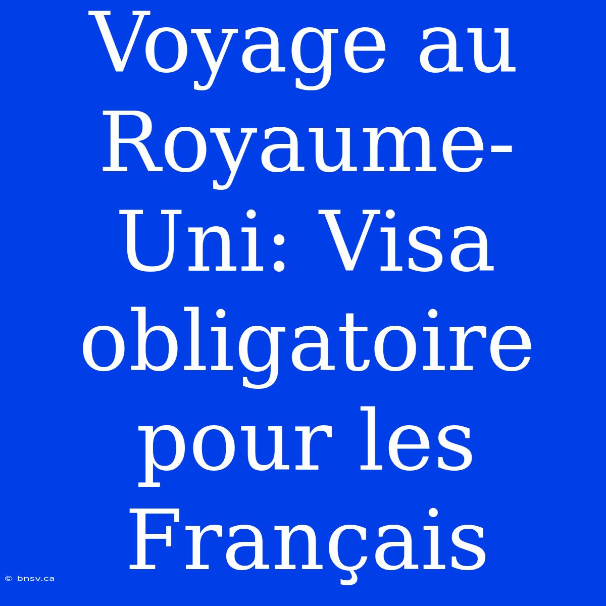 Voyage Au Royaume-Uni: Visa Obligatoire Pour Les Français