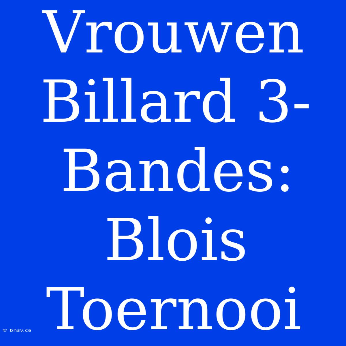 Vrouwen Billard 3-Bandes: Blois Toernooi