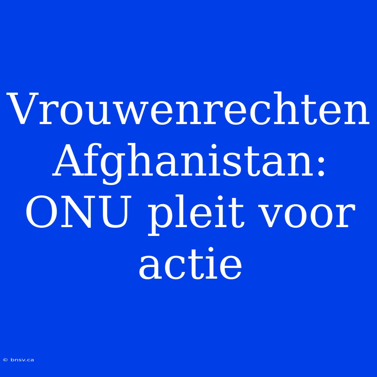 Vrouwenrechten Afghanistan: ONU Pleit Voor Actie