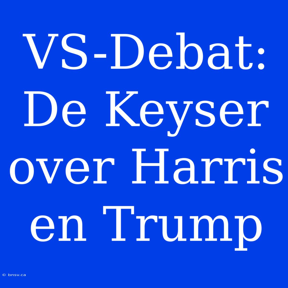 VS-Debat: De Keyser Over Harris En Trump