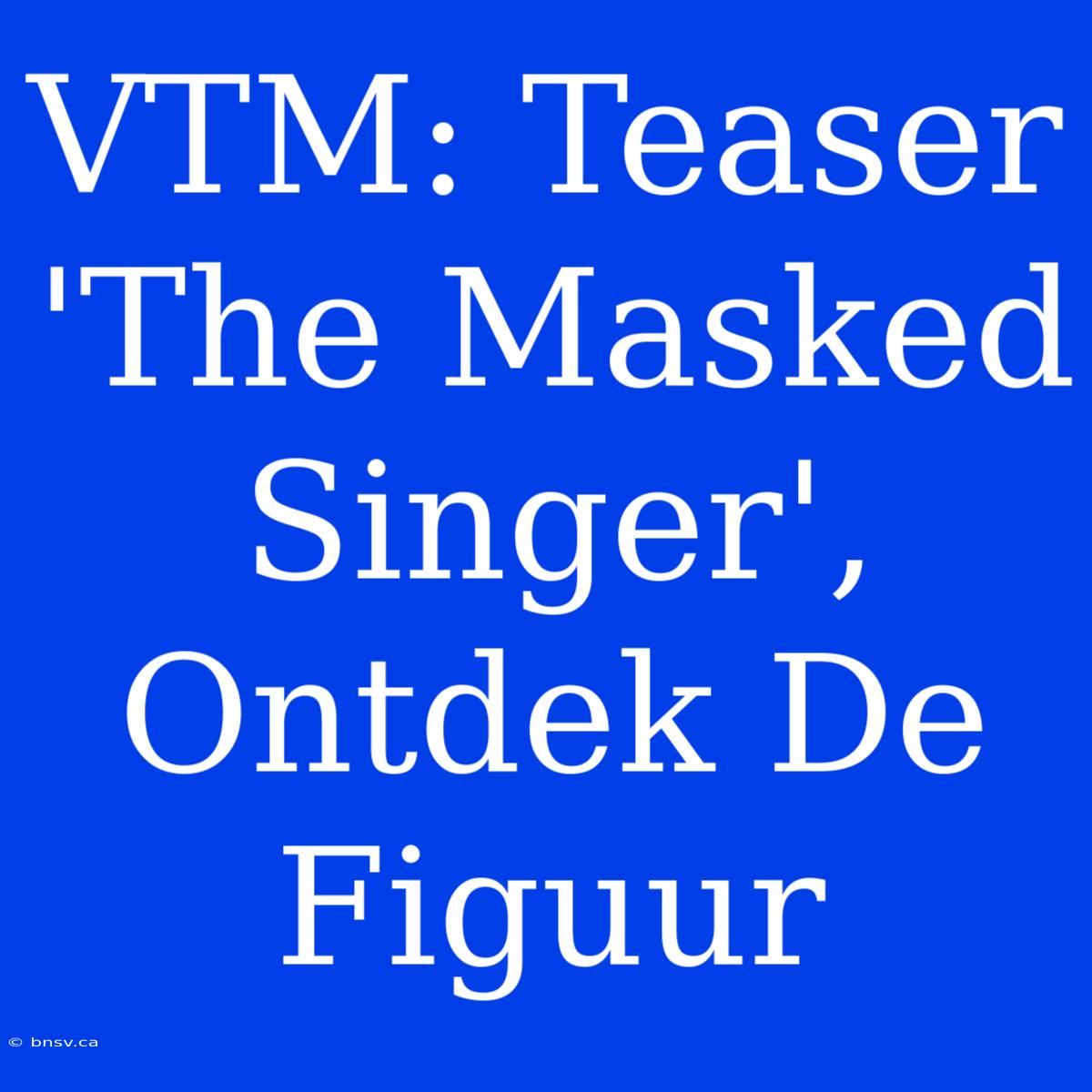 VTM: Teaser 'The Masked Singer',  Ontdek De Figuur