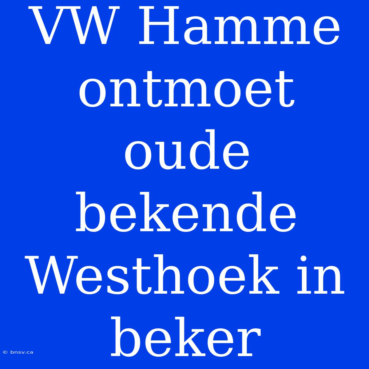 VW Hamme Ontmoet Oude Bekende Westhoek In Beker