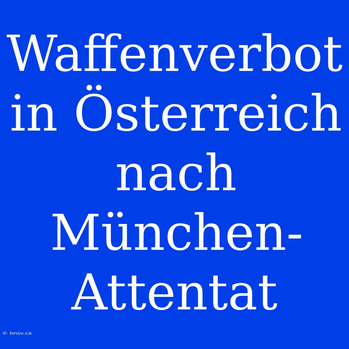 Waffenverbot In Österreich Nach München-Attentat