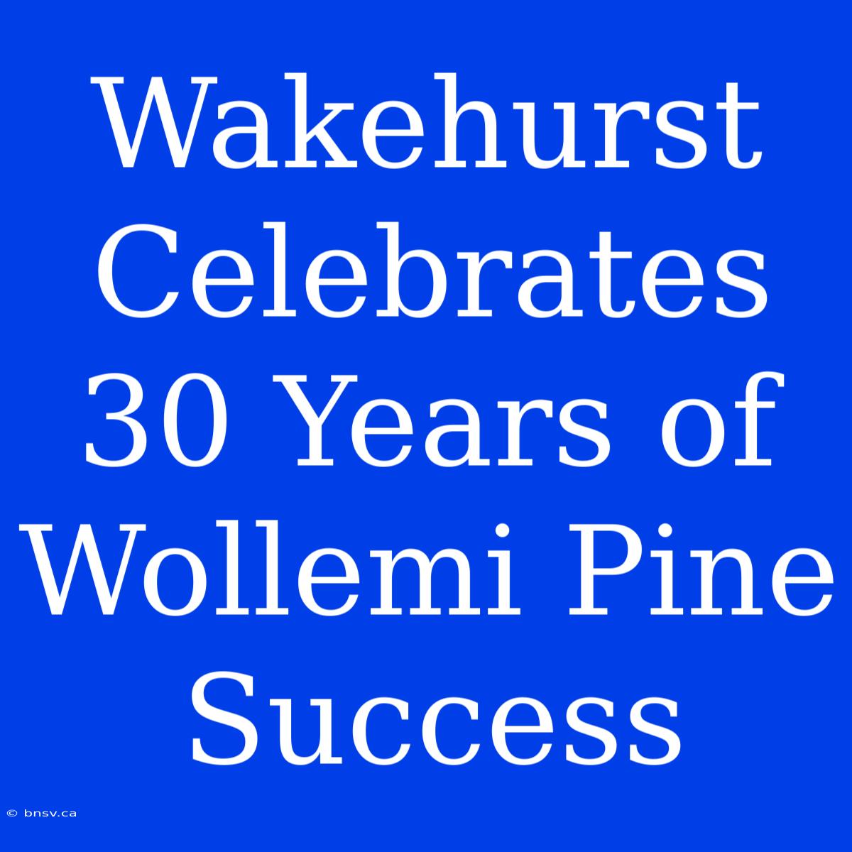 Wakehurst Celebrates 30 Years Of Wollemi Pine Success