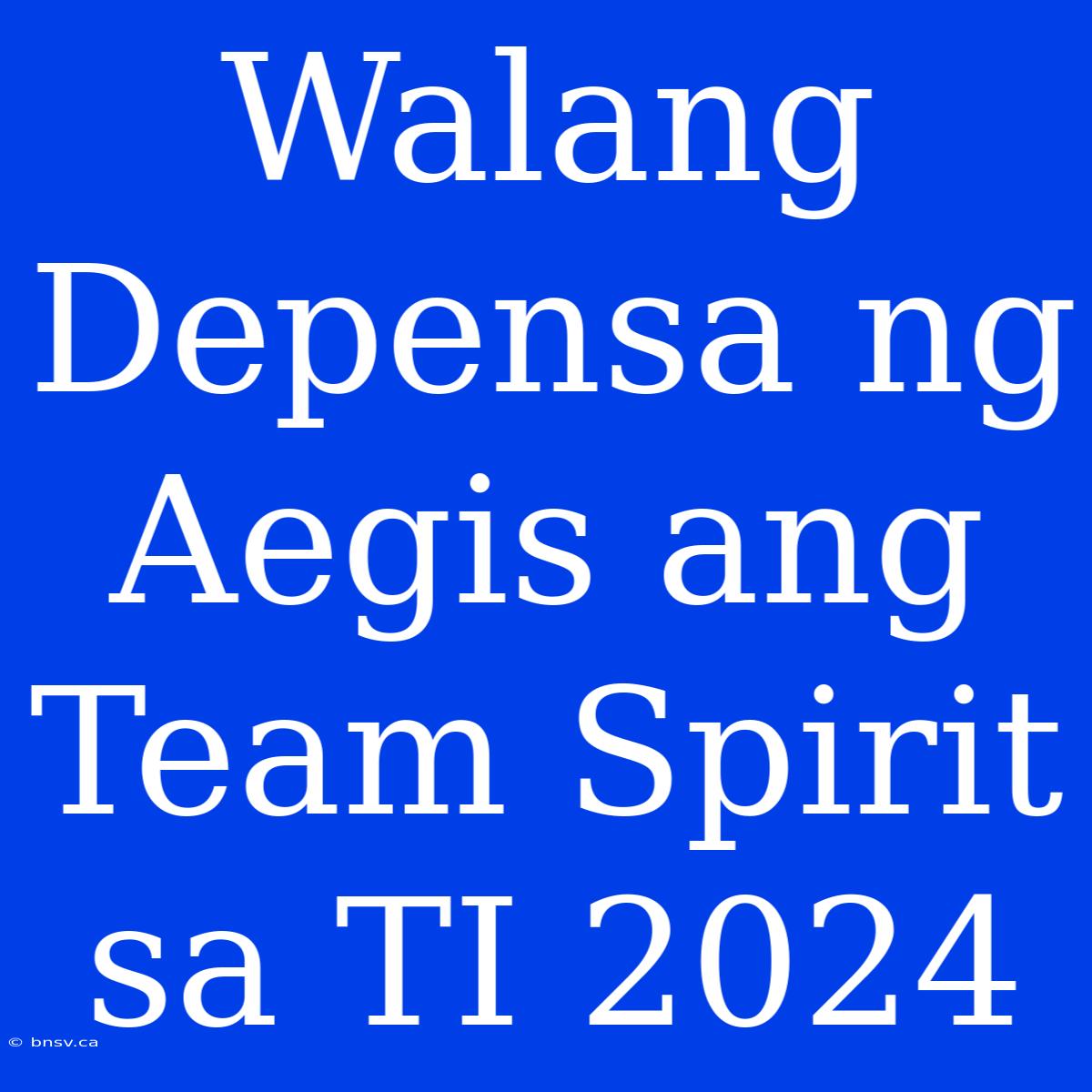 Walang Depensa Ng Aegis Ang Team Spirit Sa TI 2024