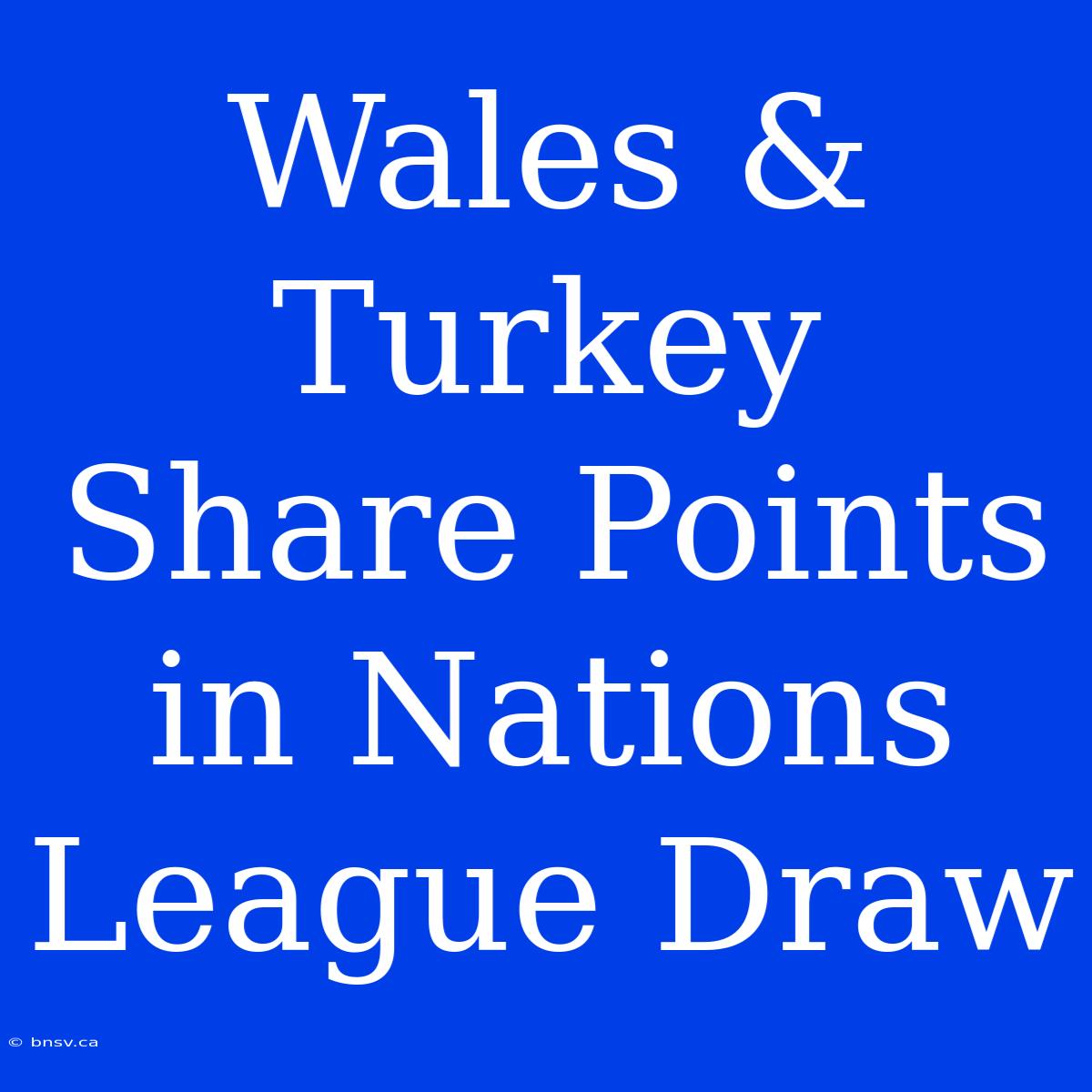 Wales & Turkey Share Points In Nations League Draw