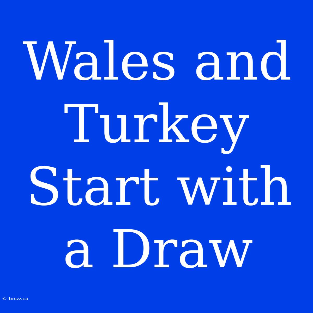 Wales And Turkey Start With A Draw