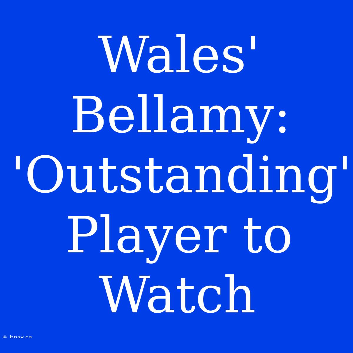 Wales' Bellamy: 'Outstanding' Player To Watch