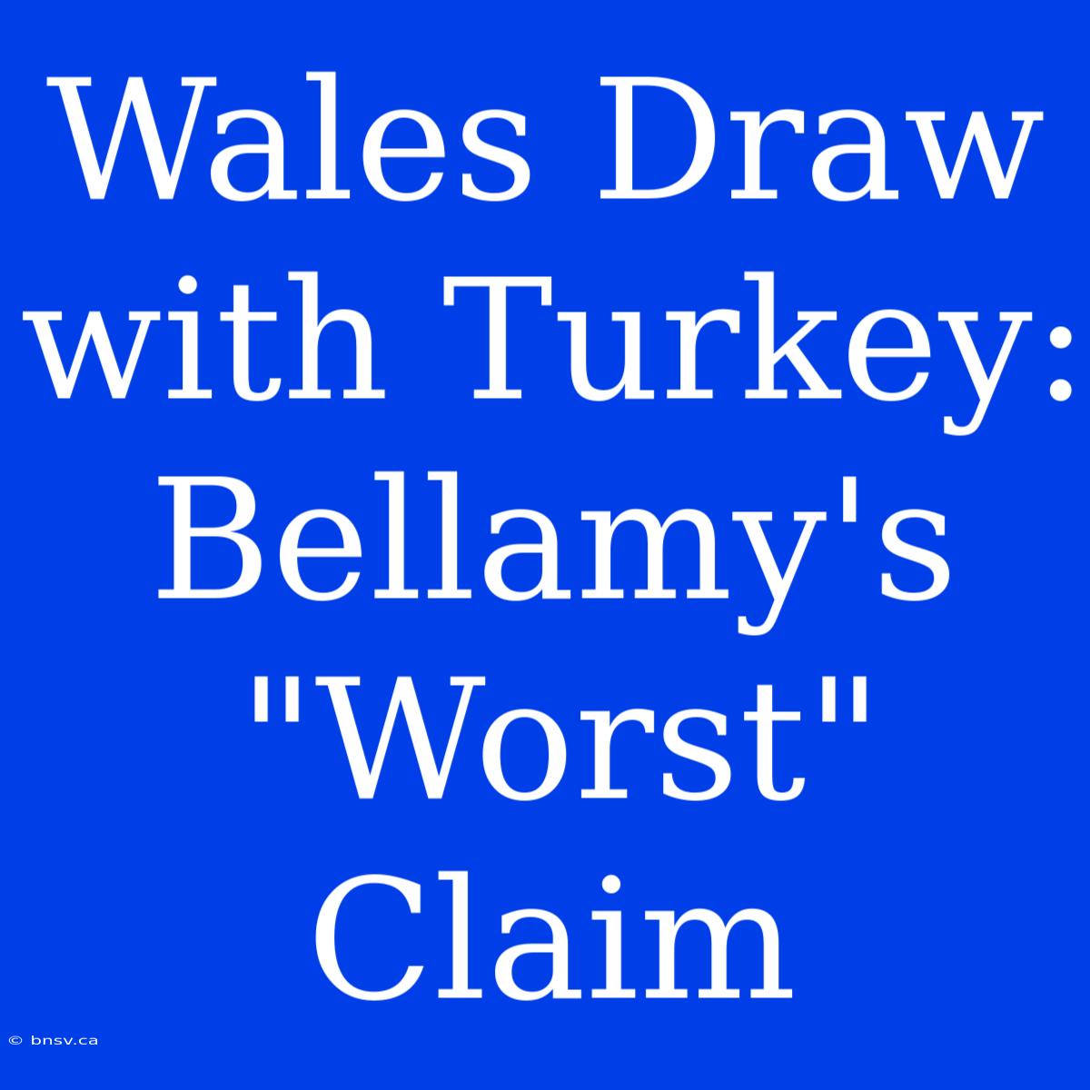 Wales Draw With Turkey: Bellamy's 