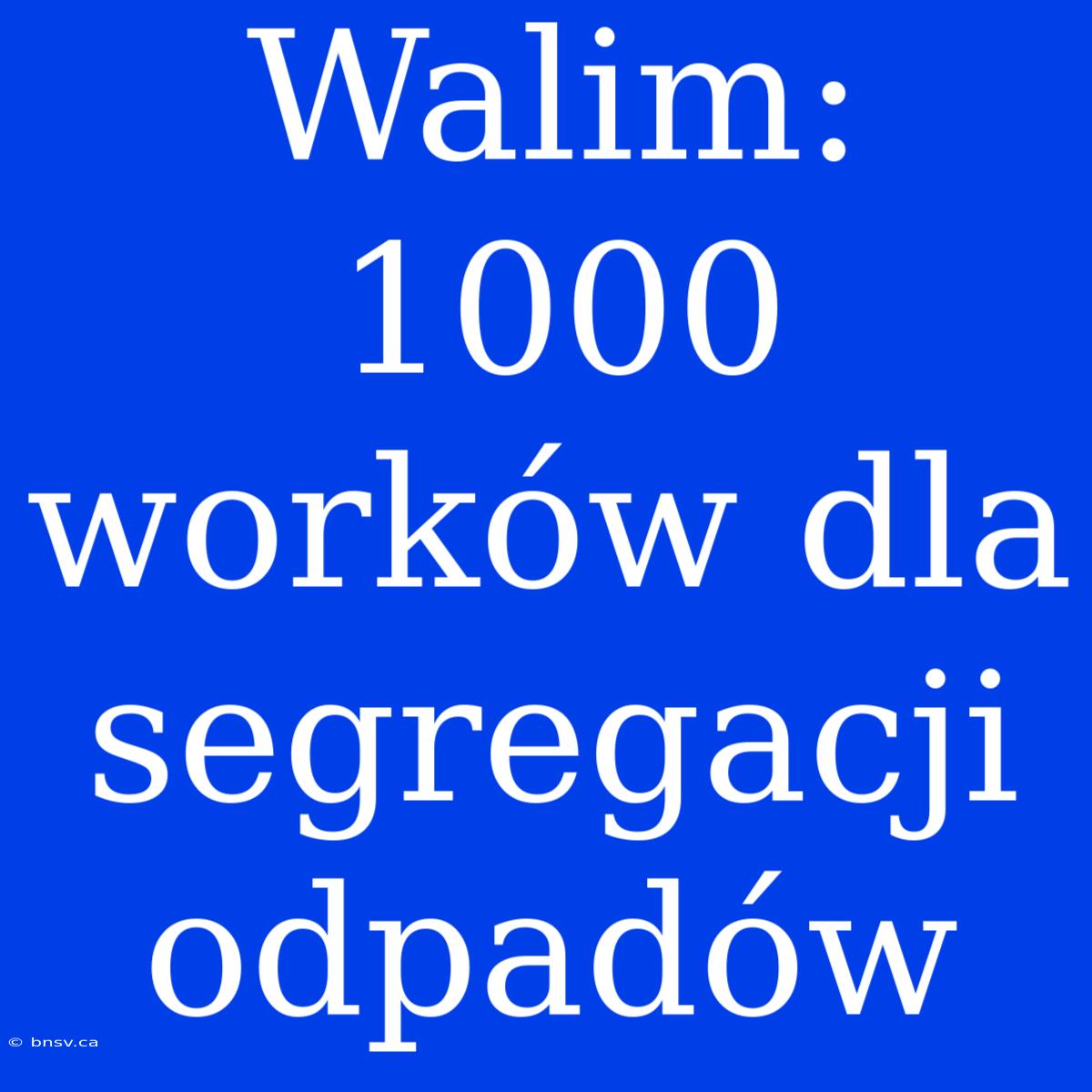 Walim: 1000 Worków Dla Segregacji Odpadów