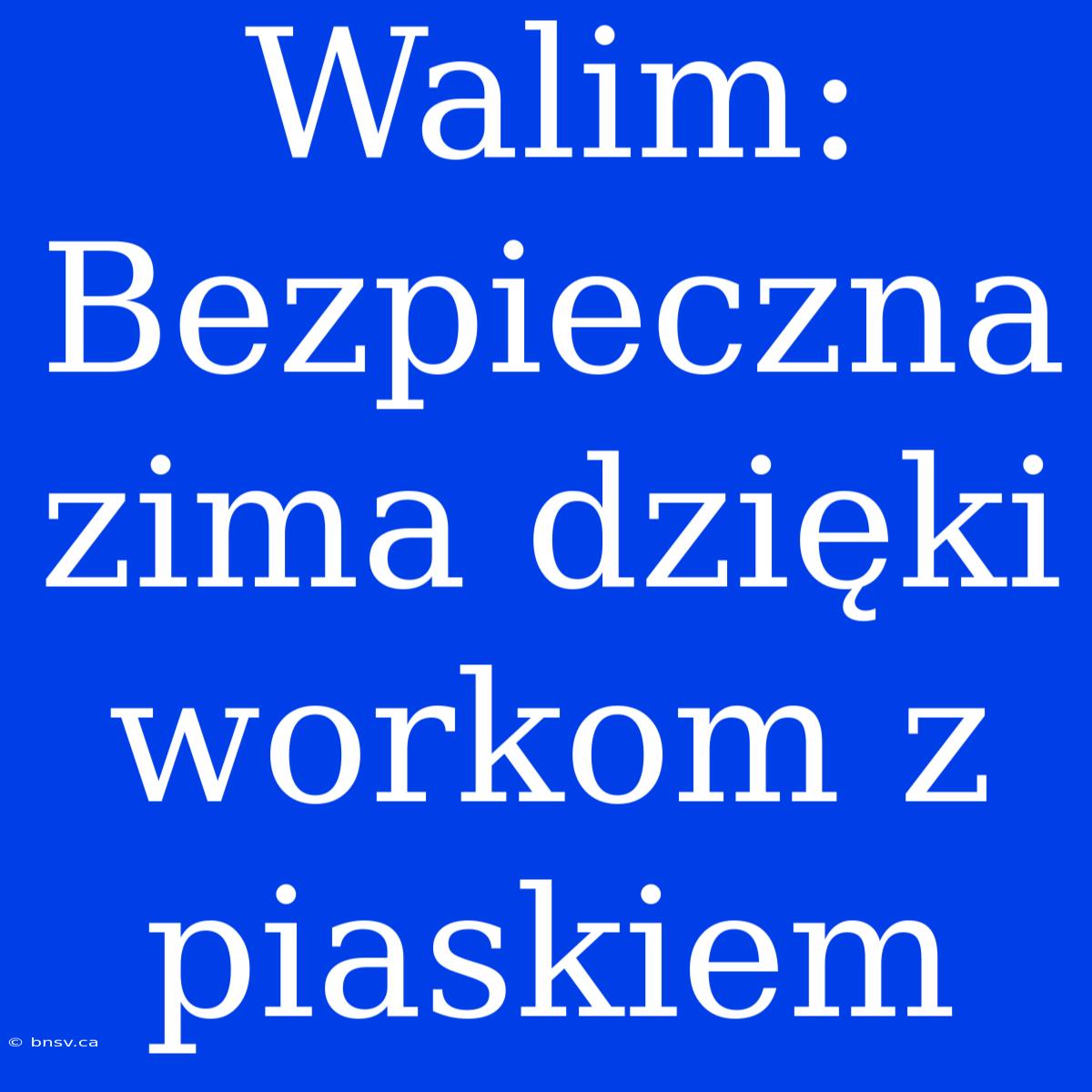 Walim: Bezpieczna Zima Dzięki Workom Z Piaskiem