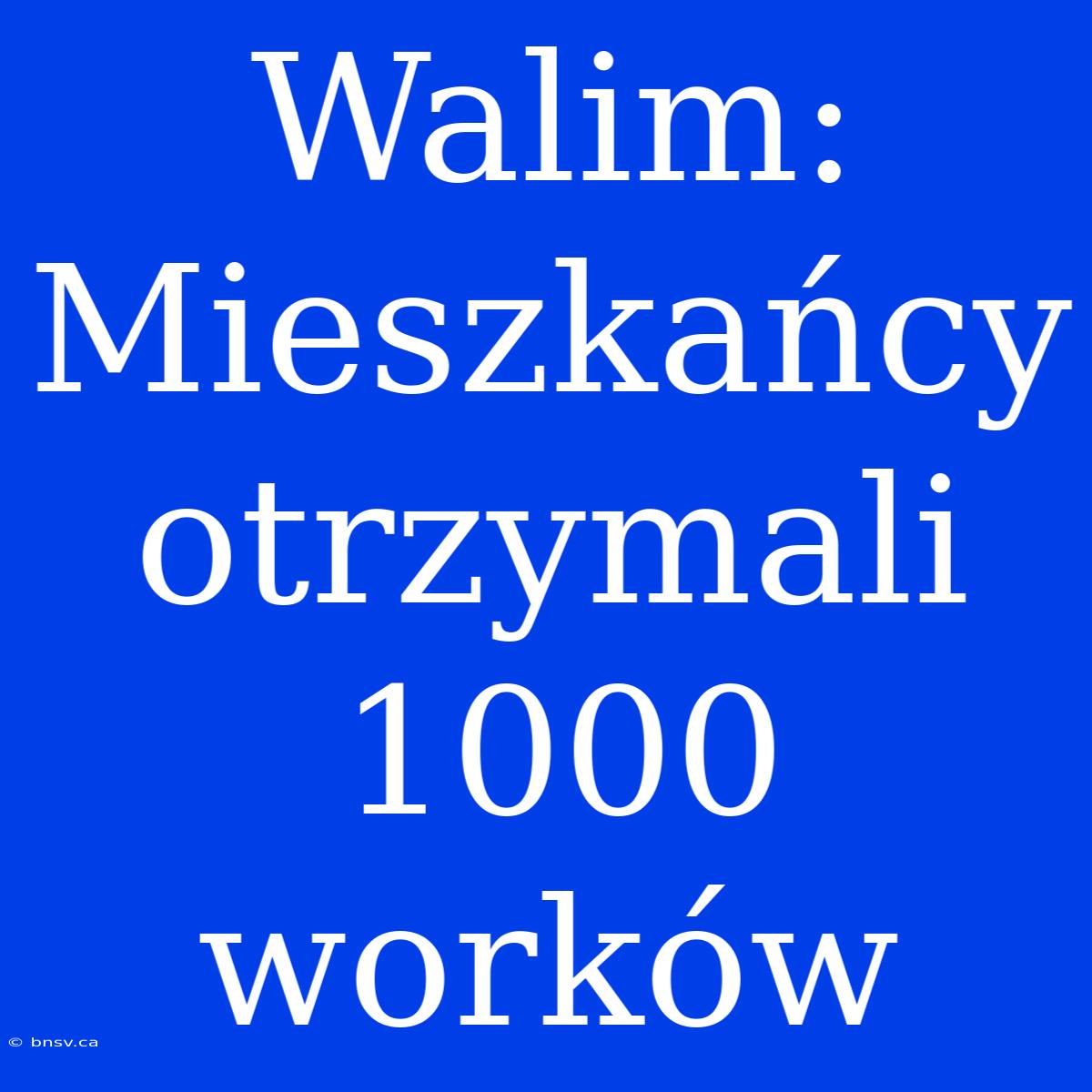 Walim: Mieszkańcy Otrzymali 1000 Worków