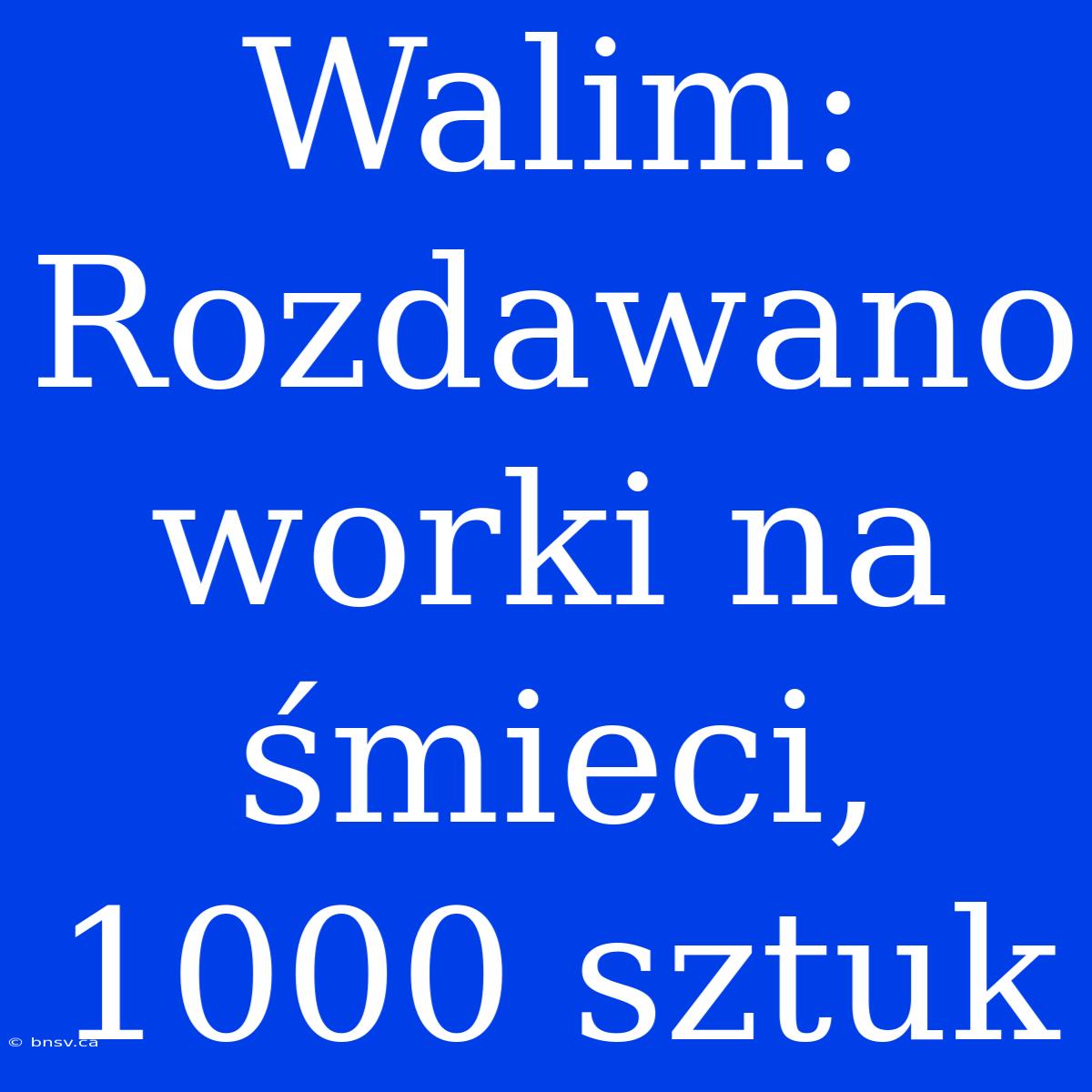 Walim: Rozdawano Worki Na Śmieci, 1000 Sztuk