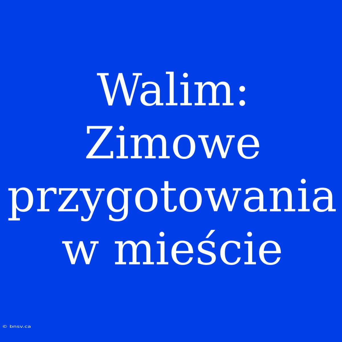 Walim: Zimowe Przygotowania W Mieście