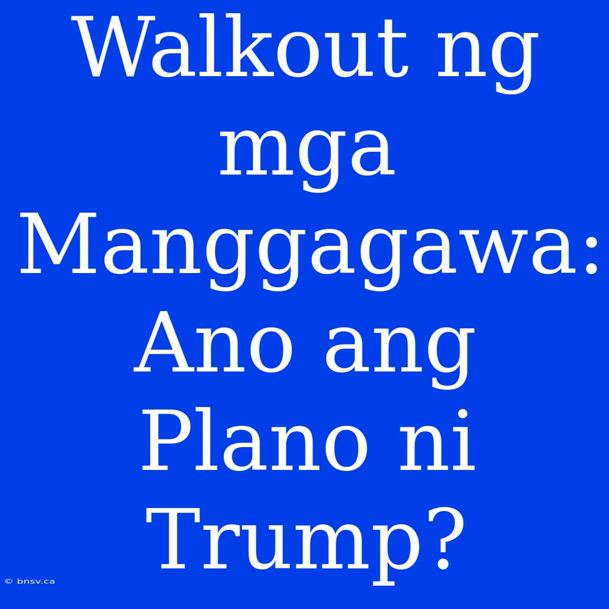 Walkout Ng Mga Manggagawa: Ano Ang Plano Ni Trump?