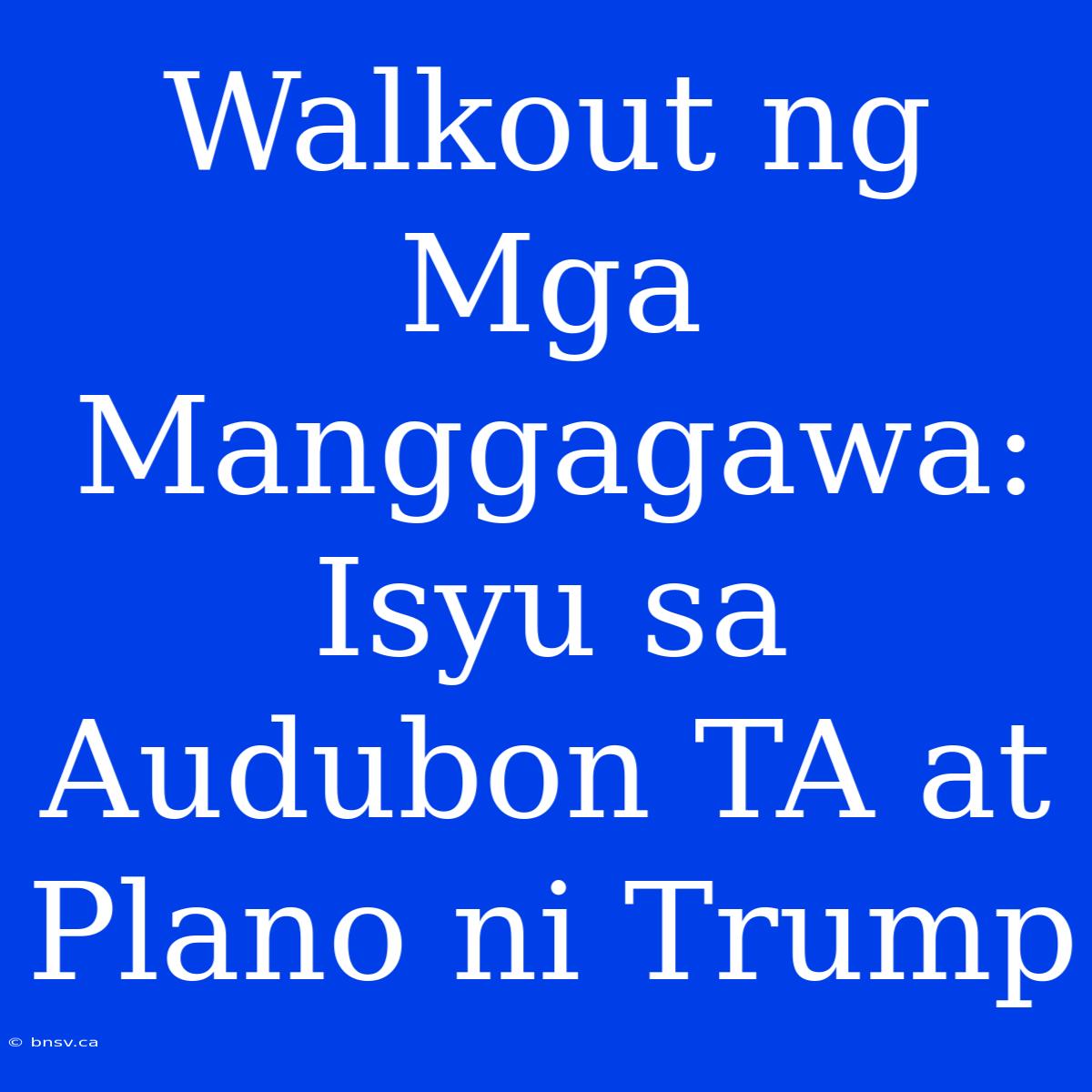 Walkout Ng Mga Manggagawa: Isyu Sa Audubon TA At Plano Ni Trump