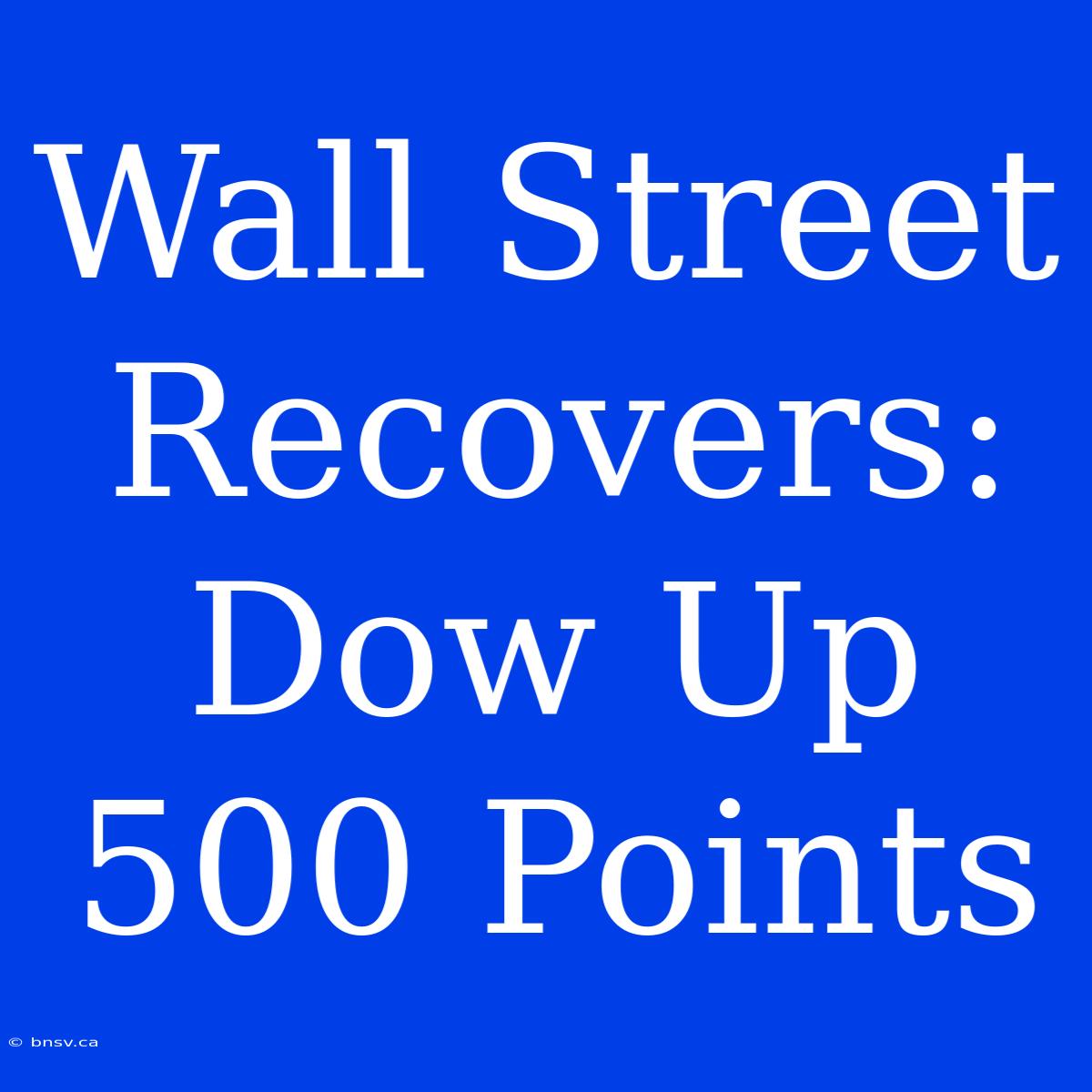 Wall Street Recovers: Dow Up 500 Points