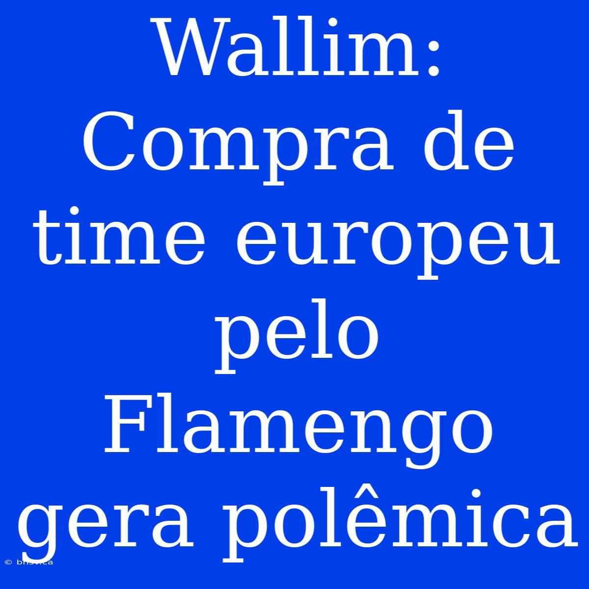 Wallim: Compra De Time Europeu Pelo Flamengo Gera Polêmica