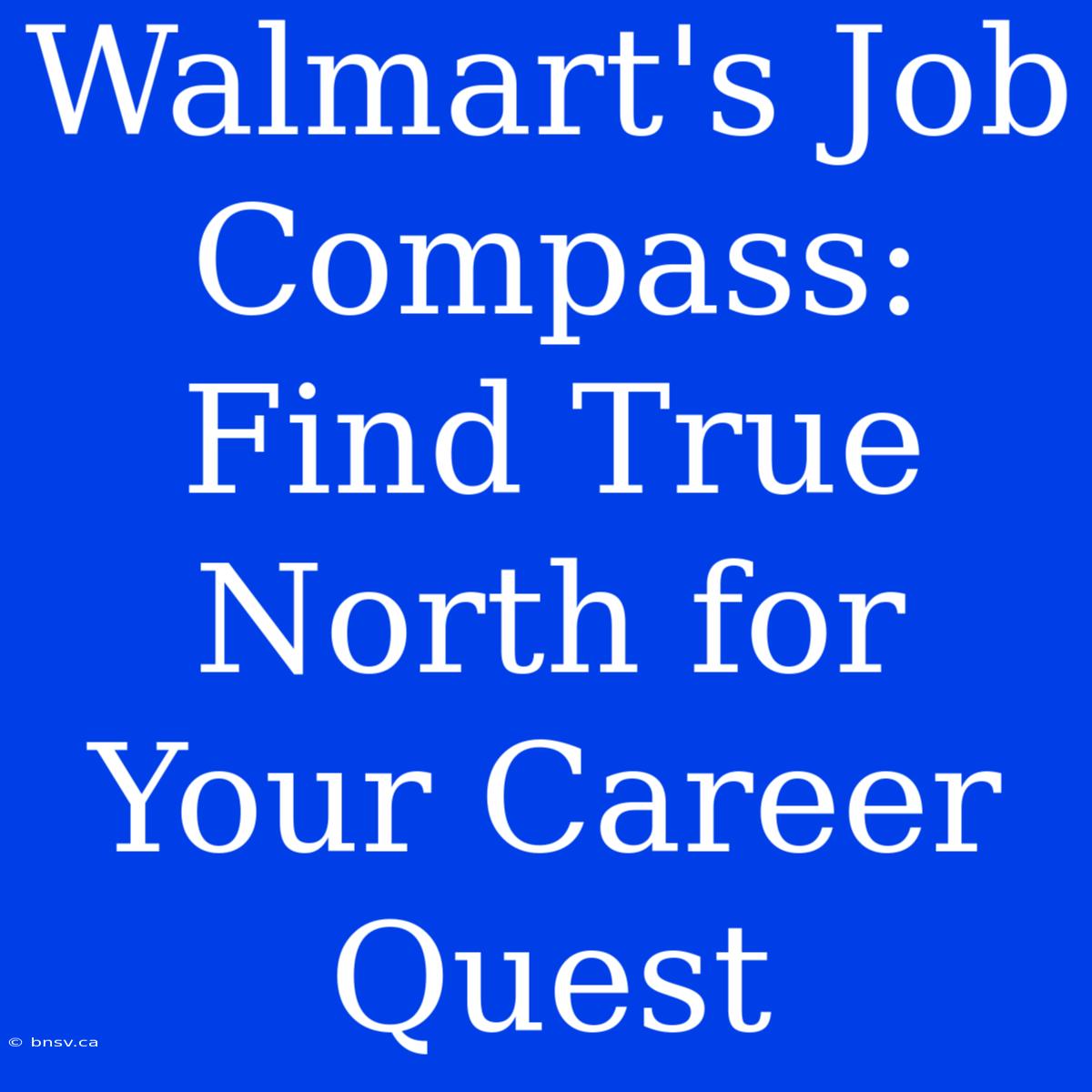 Walmart's Job Compass: Find True North For Your Career Quest