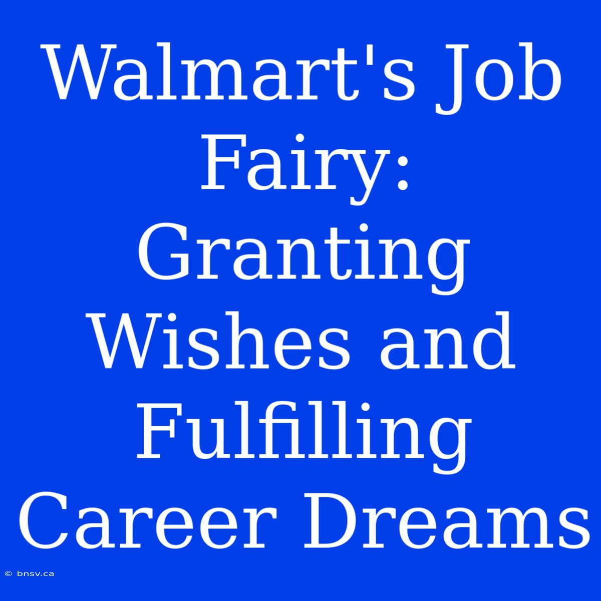 Walmart's Job Fairy: Granting Wishes And Fulfilling Career Dreams