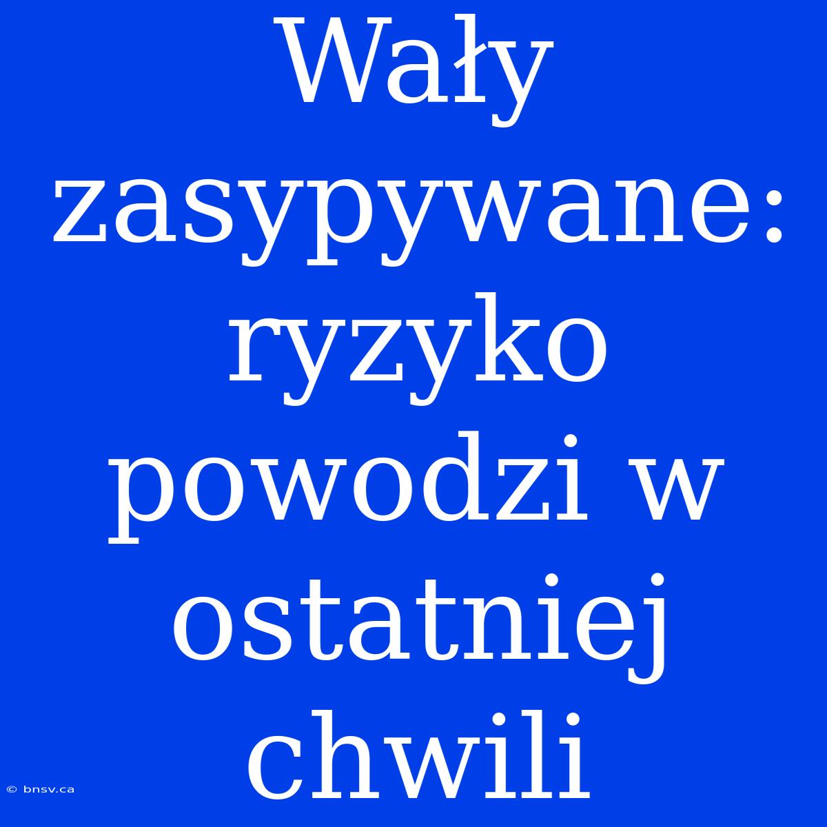 Wały Zasypywane: Ryzyko Powodzi W Ostatniej Chwili