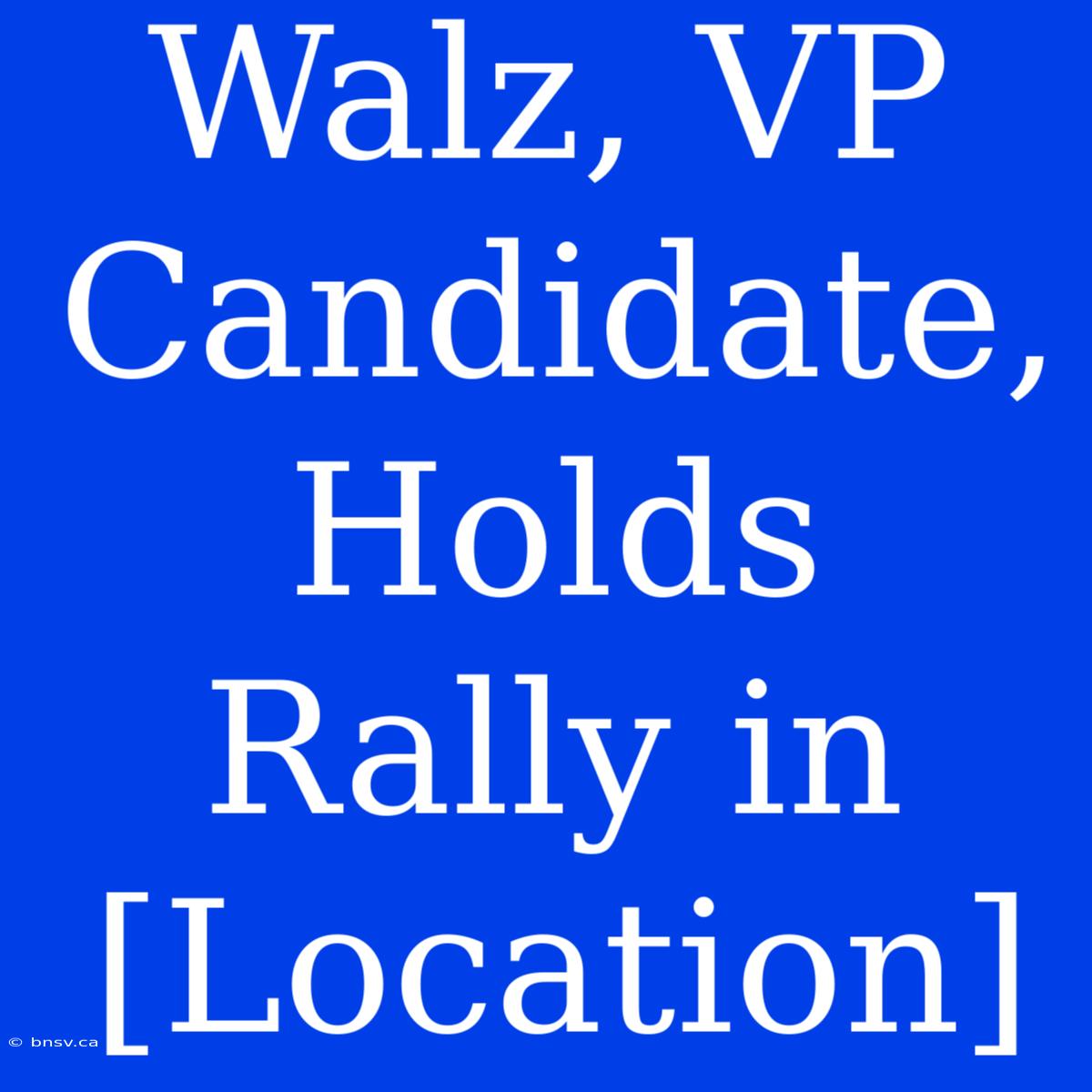 Walz, VP Candidate, Holds Rally In [Location]