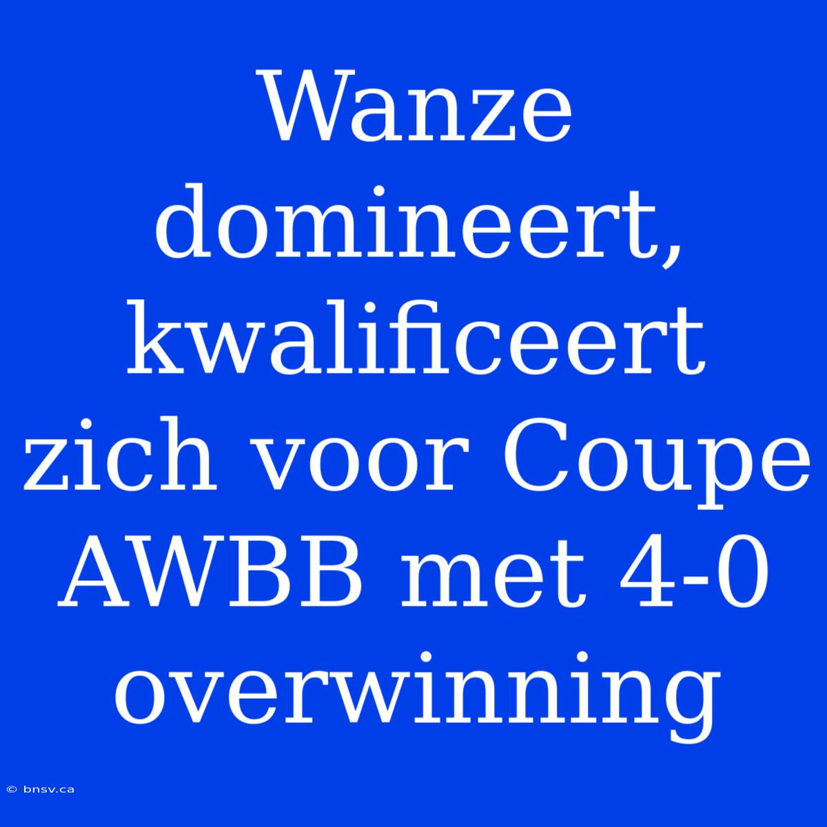 Wanze Domineert, Kwalificeert Zich Voor Coupe AWBB Met 4-0 Overwinning