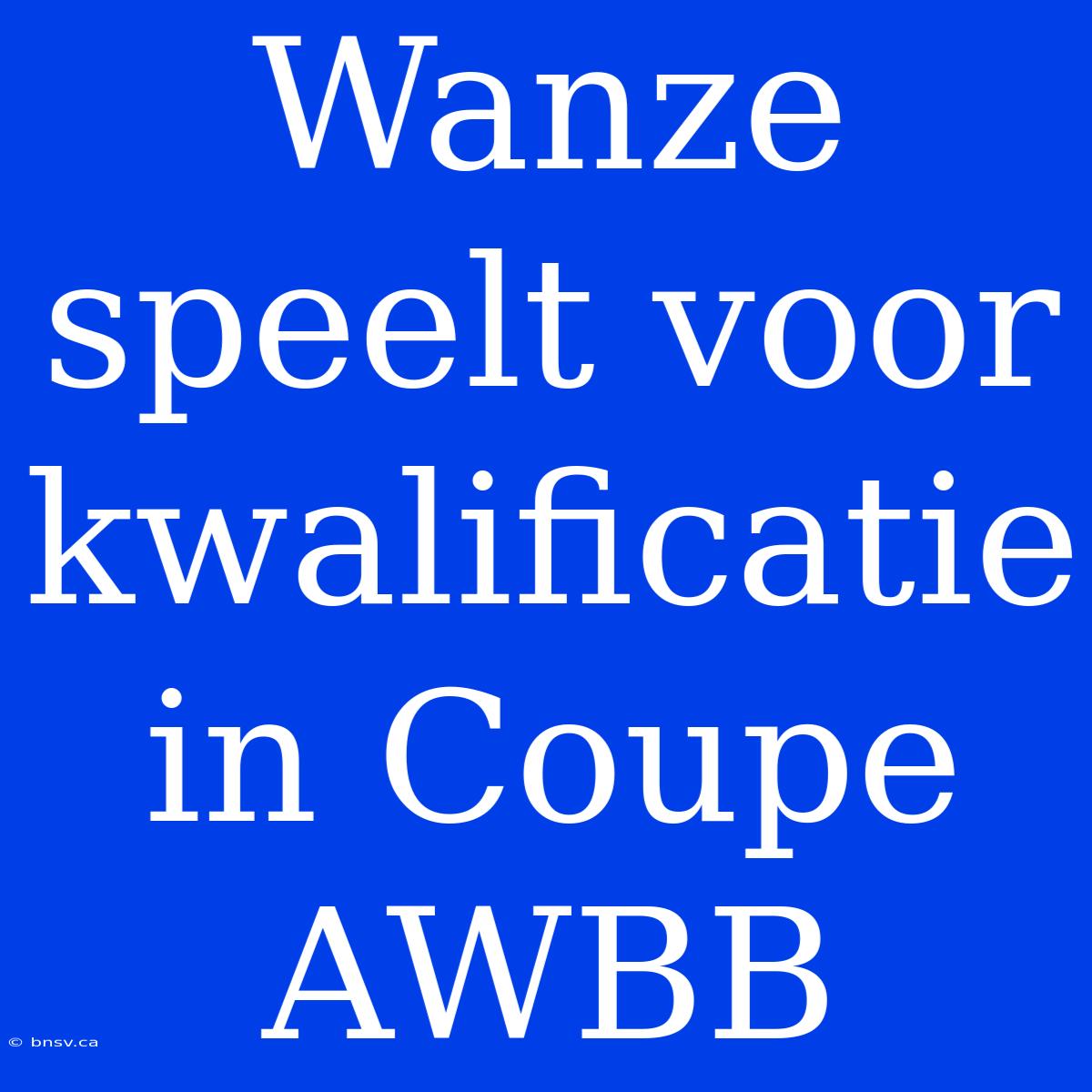 Wanze Speelt Voor Kwalificatie In Coupe AWBB