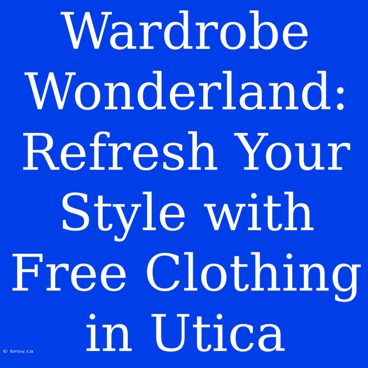 Wardrobe Wonderland: Refresh Your Style With Free Clothing In Utica