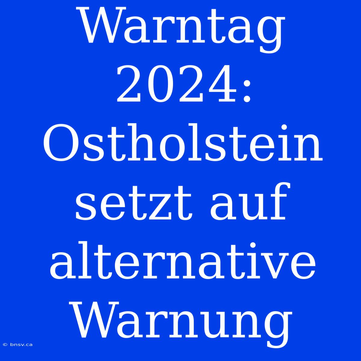 Warntag 2024: Ostholstein Setzt Auf Alternative Warnung