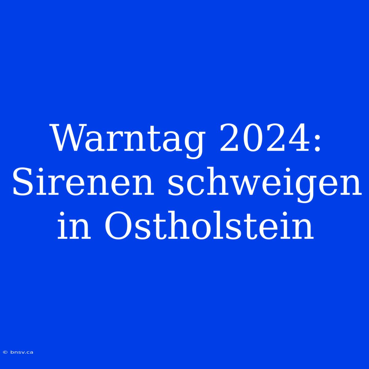 Warntag 2024: Sirenen Schweigen In Ostholstein