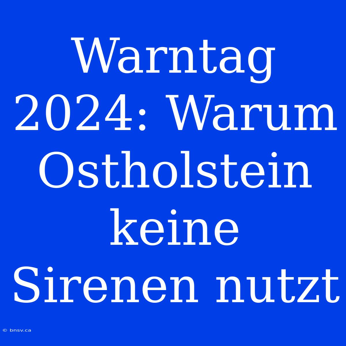 Warntag 2024: Warum Ostholstein Keine Sirenen Nutzt