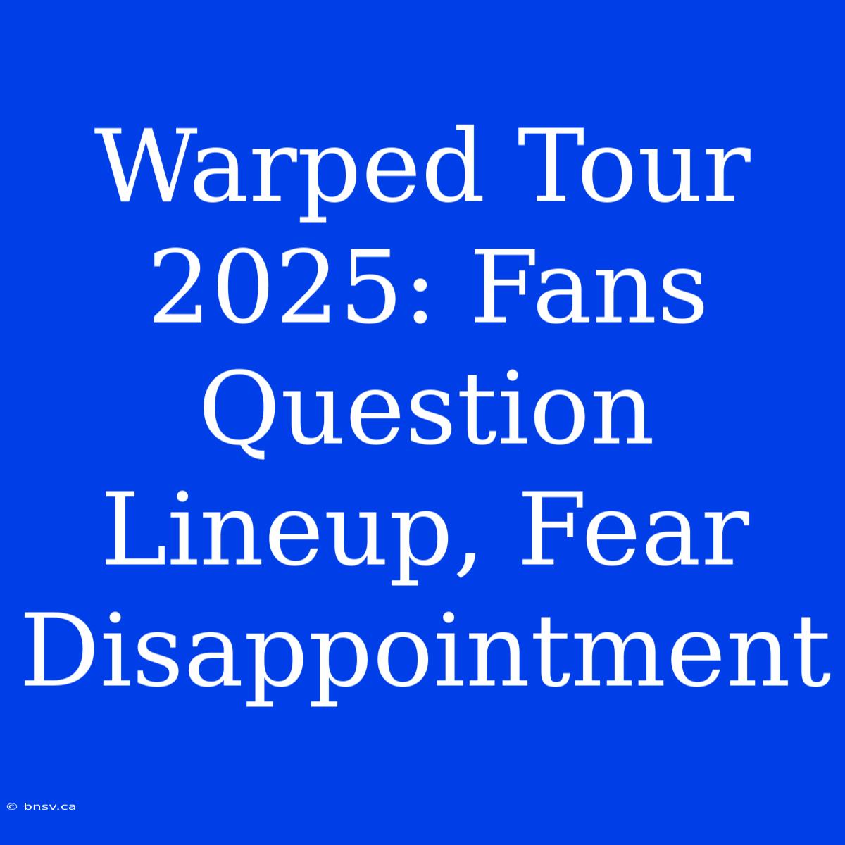 Warped Tour 2025: Fans Question Lineup, Fear Disappointment