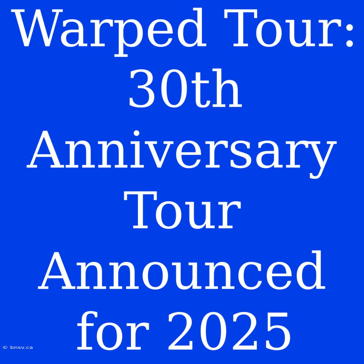 Warped Tour: 30th Anniversary Tour Announced For 2025