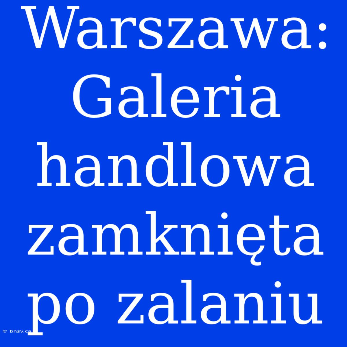 Warszawa: Galeria Handlowa Zamknięta Po Zalaniu