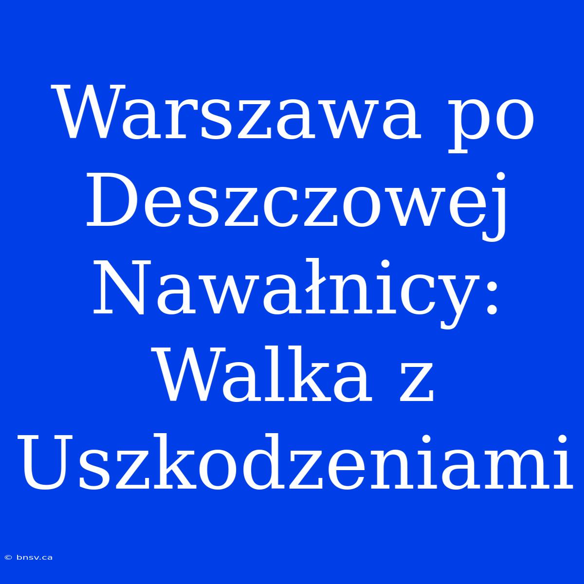 Warszawa Po Deszczowej Nawałnicy: Walka Z Uszkodzeniami