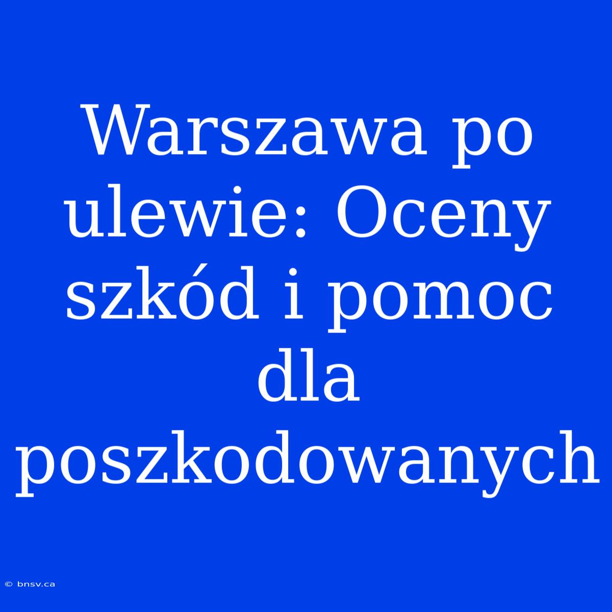 Warszawa Po Ulewie: Oceny Szkód I Pomoc Dla Poszkodowanych