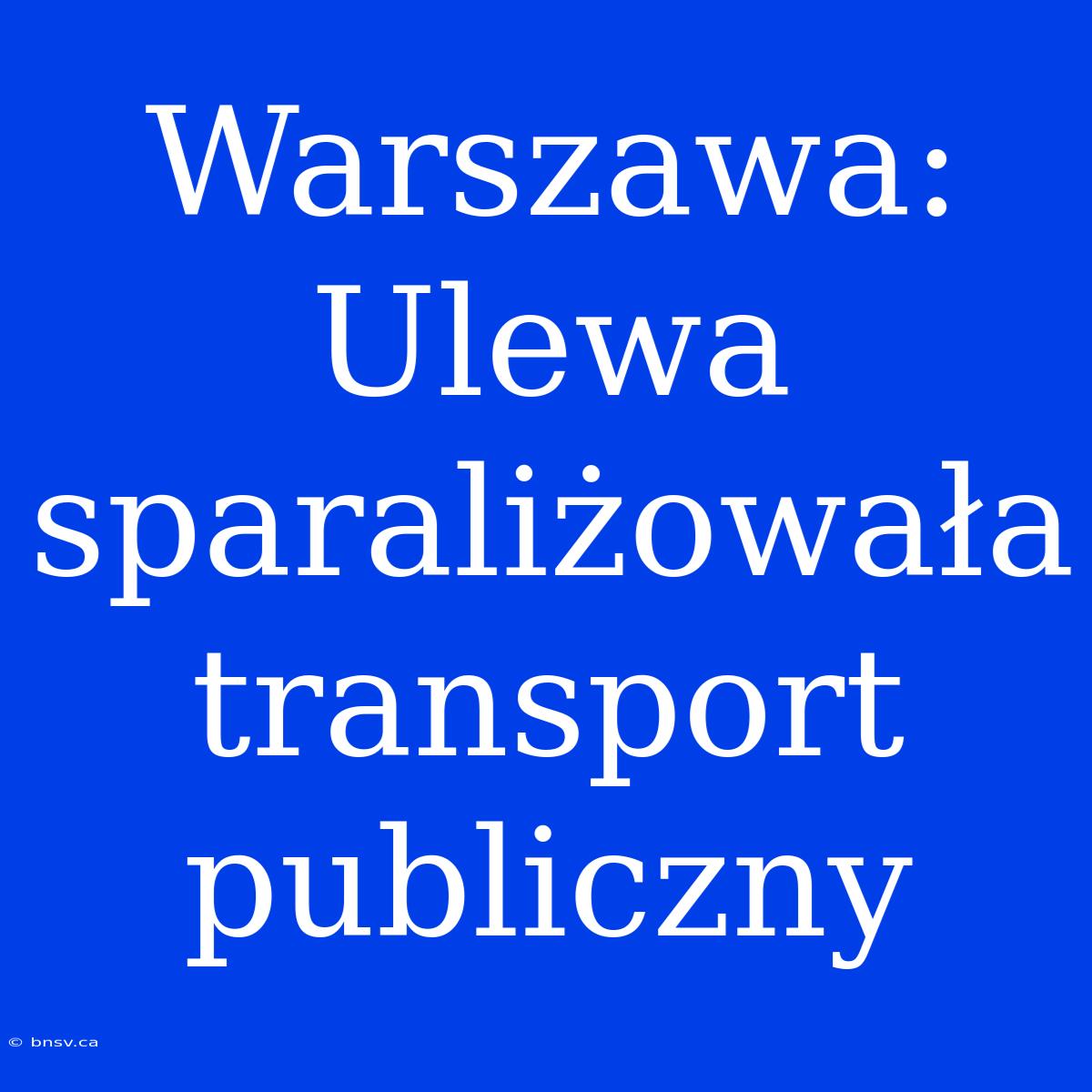 Warszawa: Ulewa Sparaliżowała Transport Publiczny