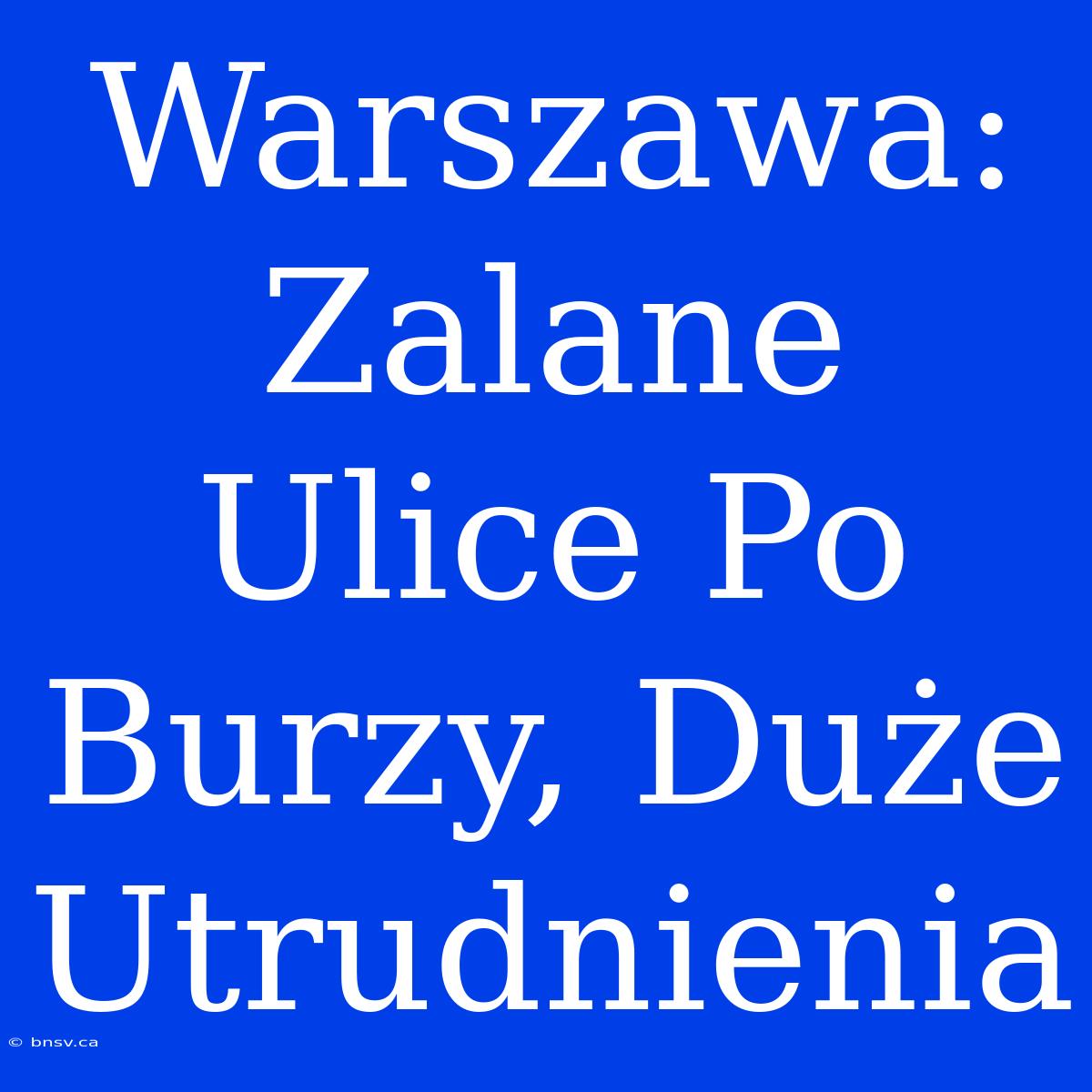 Warszawa: Zalane Ulice Po Burzy, Duże Utrudnienia