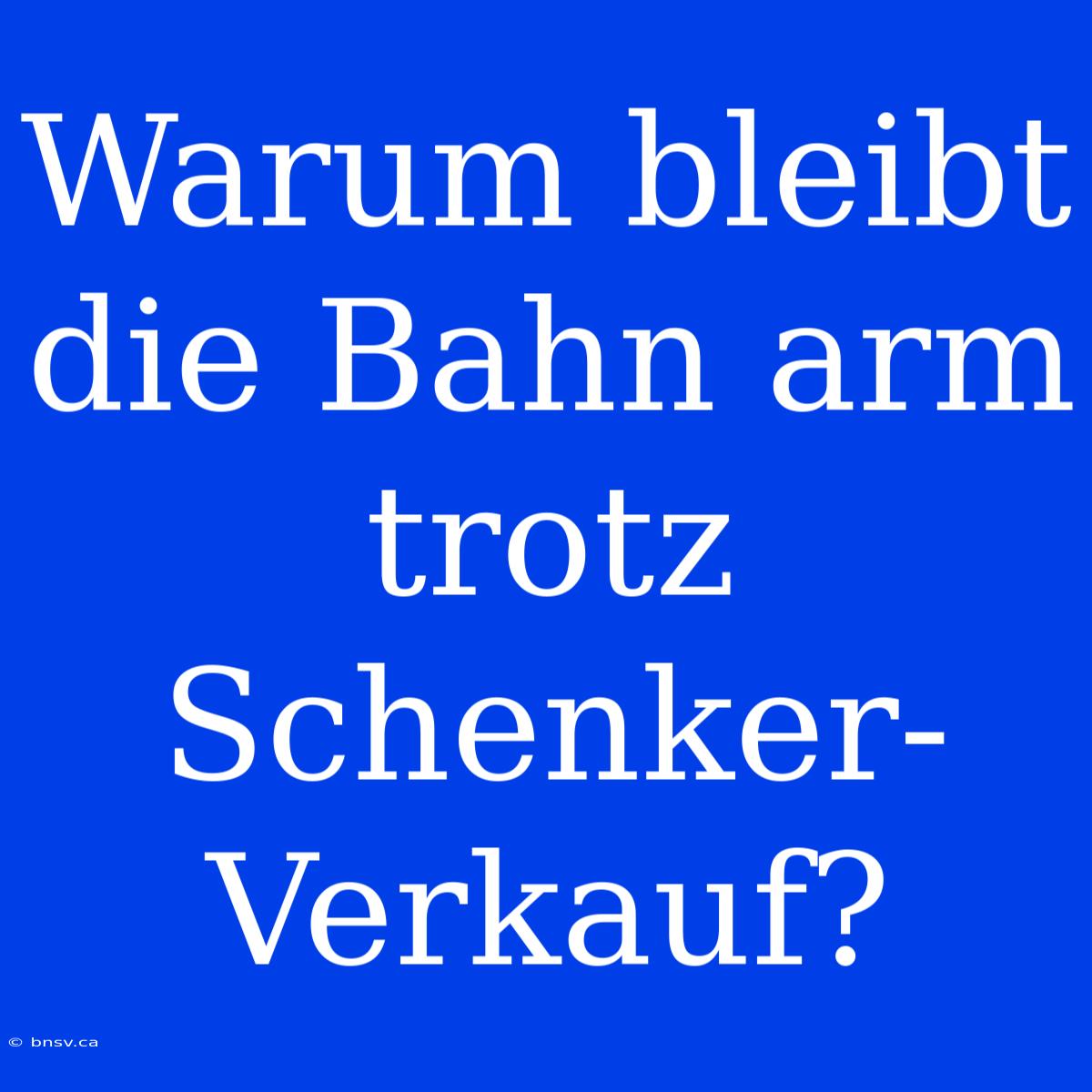 Warum Bleibt Die Bahn Arm Trotz Schenker-Verkauf?