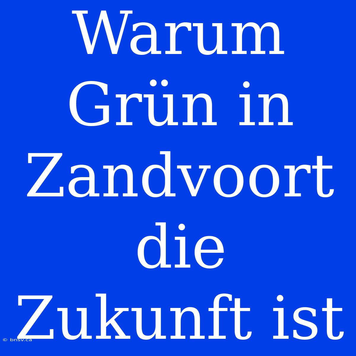 Warum Grün In Zandvoort Die Zukunft Ist