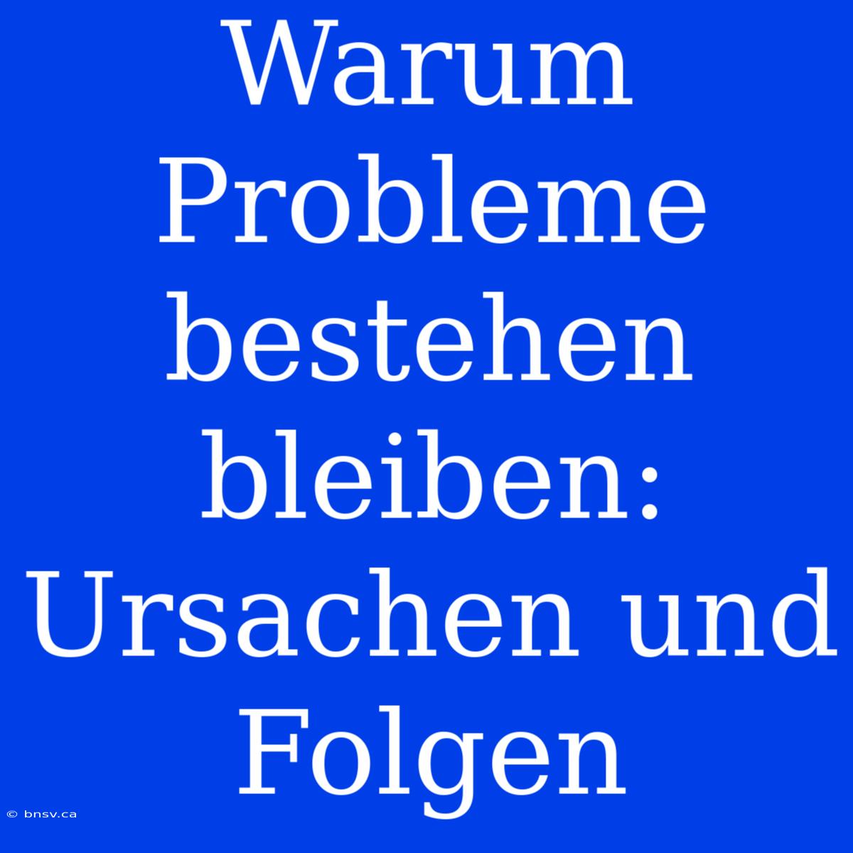 Warum Probleme Bestehen Bleiben: Ursachen Und Folgen