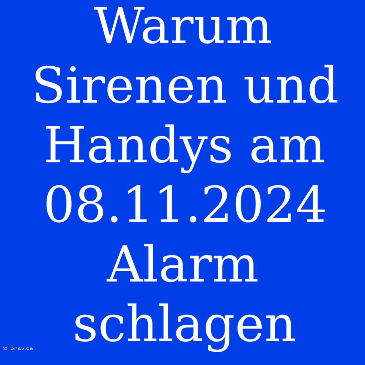 Warum Sirenen Und Handys Am 08.11.2024 Alarm Schlagen