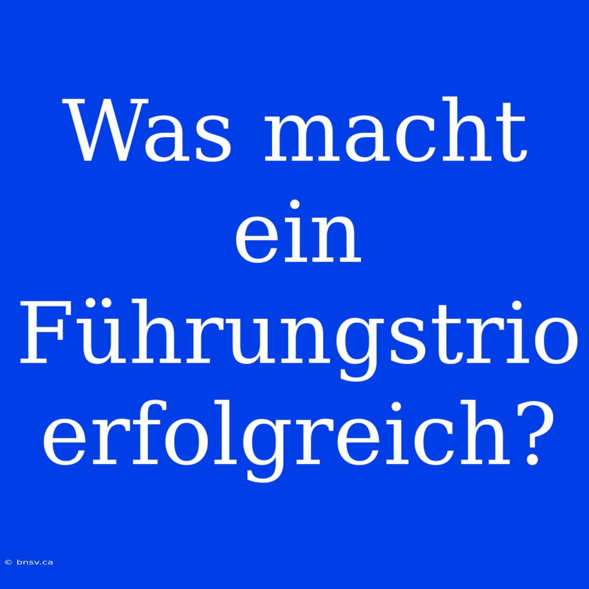 Was Macht Ein Führungstrio Erfolgreich?