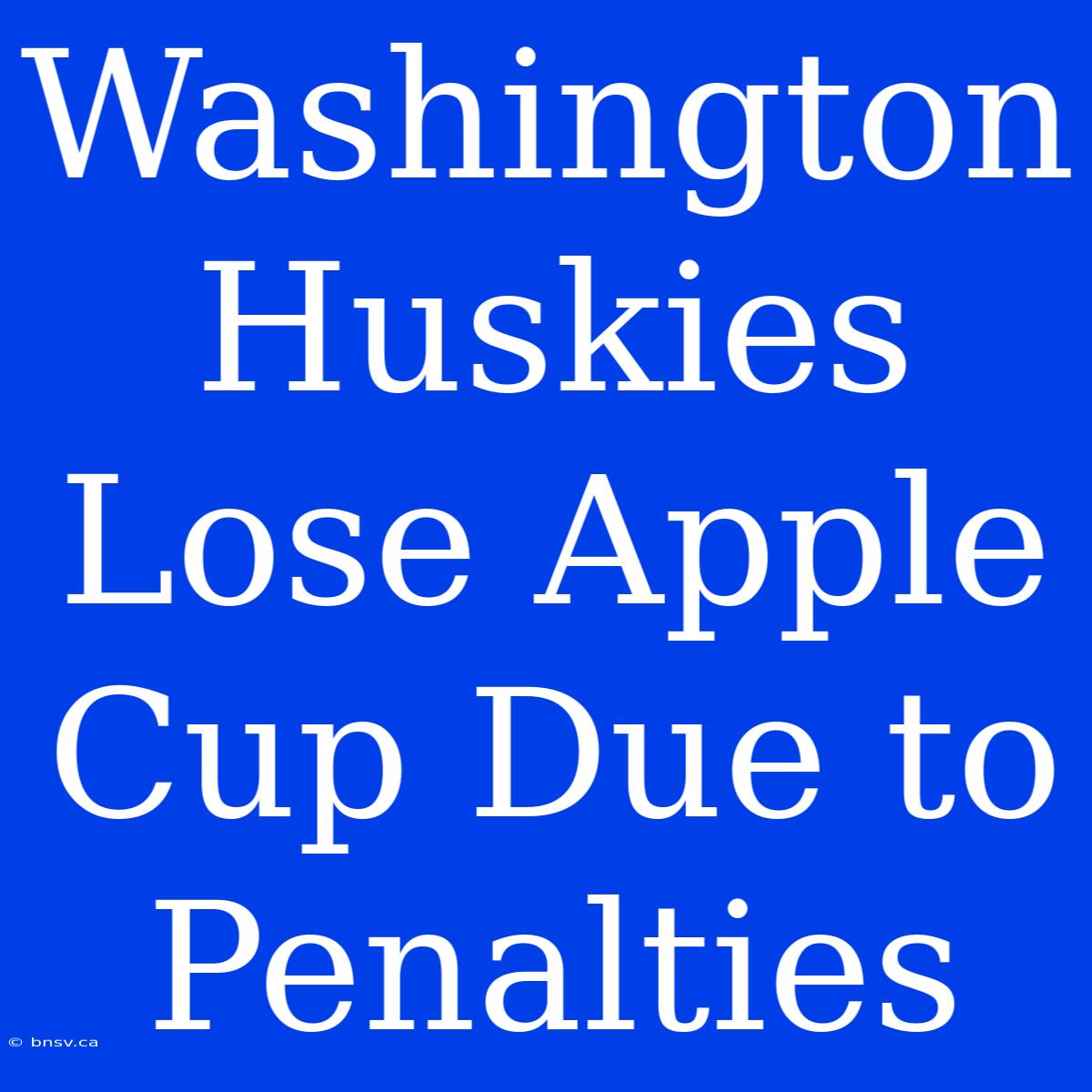 Washington Huskies Lose Apple Cup Due To Penalties