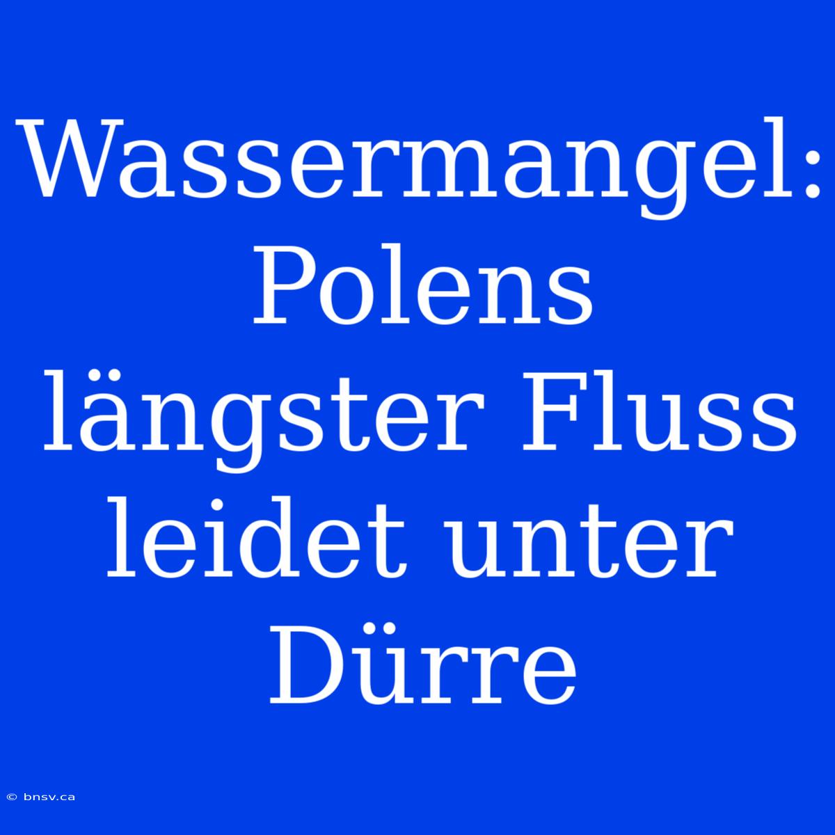 Wassermangel: Polens Längster Fluss Leidet Unter Dürre